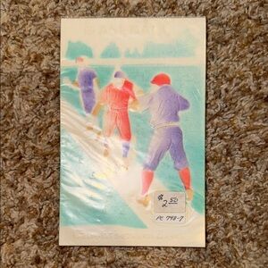 BASEBALL PC, EMBOSSED COLORED ARTIST IMAGE, "CAUGHT BETWEEN BASES" ~ 1911